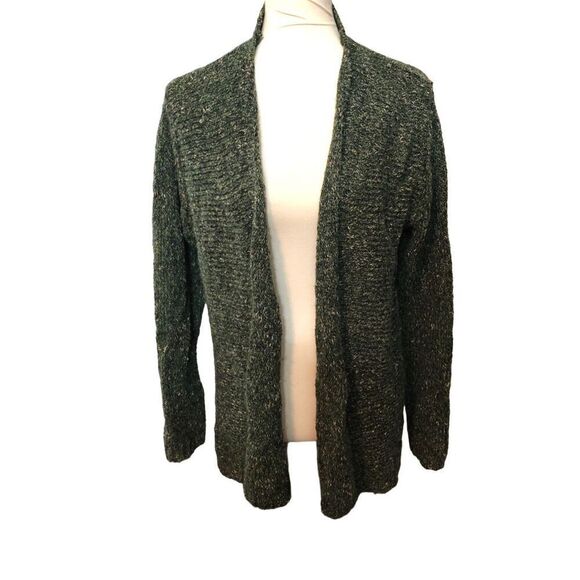 Charter Club green mixed knit open front wool blend cardigan XL - Picture 3 of 11